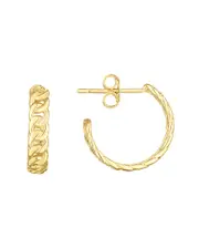 14K Italian Gold Chain Link C Hoops