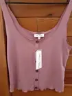 New MISS SHOP Top Womens 10 Sleeveless Rib Button Mauve Dusk cami Bnwt Myer