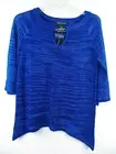 INC NWT WOMEN PETITE MEDIUM TOP SWEATER SHIRT METALLIC BLUE RAYON GOLD CHAIN LUX