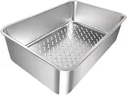 Amagogo Cat Litter Box Stainless Steel Extra Large Indoor Cats Litter Tray for Big and Small Cats