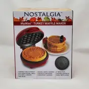 Turkey Pattern Nostalgia MyMini Waffle Maker Compact Size 5” Non-stick