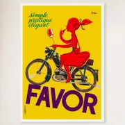 Galrie Charming Favor Lipstick Girl on Bicycle Vintage Poster for Home Décor Art Work, White Frame, A2 42 x 60cm (16 x 24inch)