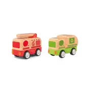 Wanborns Wooden Fire Engine & Recycle Truck with Sounds and Lights 18m+