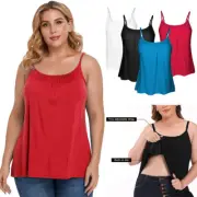 Women Swing Flowy Camisole with Built in Bra Loose Crew Neck Sleeveless Tank Top