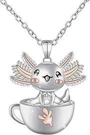 [Mikovivi] Axolotl Necklace, Cute Axolotl Crystal Necklace, Axolotl Pendant Necklace, Salamander Necklace, Axolotl Jewellery for Boys and Girls, Christmas, Birthday and Graduation Gift, M, Alloy steel,