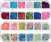 Baluue Set of 2 Butterfly Nail Art Sequins Glitter Rhinestones for Manicure Decorations