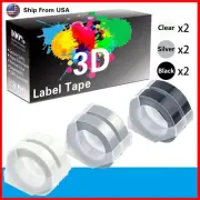 (2Clear+2Silver+2Black) LabelTape Fit For Dymo 20008 Dymo 1595GY Label Makers