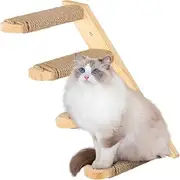 Cat Climbing Shelves Four Stair Shelf Wall Mounted,Cat Shelf Stairway for Wall with Jute Scratching Ladder Cat Wall Shelves Furniture for Perch Sleeping,Reversible Left & Right Direction