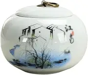 Potteryceramic jar Tea Canister Single Can Sealed Cans, Ceramic Tea Storage Round Cans, Household Tea Cans Tea Jar with Lid