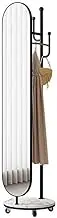 Body Length Mirror Full-Length Mirror Hanger Integrated Rotating Dressing Mirror Household Simple Vertical Cloakroom Movable Floor-Standing Floor Mirrors(Black)