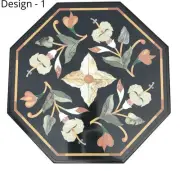 12" black Side Table Top Antique unique Design Inlay marble Coffee room Table
