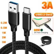 Braided USB-A To USB-C Type-C Charger Cord Quick Fast Charging Data Sync Cable