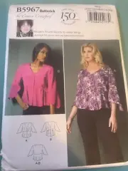 Butterick Pattern B5967 Miss C. CRAWFORD Button Front Tops w/Shaped Sleeve XS-XL