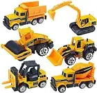 Mini car construction vehicle alloy excavator crane truck set of 6 (yellow)