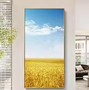 Hand Painted Oil Painting On Canvas - Large Size Harvest Wheat Field Scenery Texture Sofa Background Gallery Art,Wall for Living Room Wall Home Decoration,As Shown,110 X 220 Cm(44"X87")