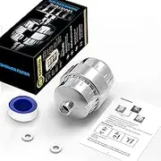 15 Stage Shower Filter with Vitamin C for Hard Water - High Output Shower Water Filter to Remove Chlorine and Fluoride -2 Cartridges Included -Consistent Water Flow Showerhead (1 Filter)