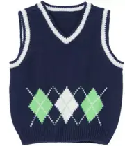 Gymboree SPRING DRESSY navy green argyle sweater vest size 3-6 months NWT