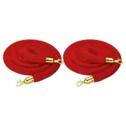 8 Feet Red Velvet Stanchion Rope, 2 Pack Crowd Control Barrier Rope, Golden