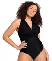 Curvy Kate Wrapsody Bandeau One Piece Swimsuit - Black 12HH CS005600 Plus Size Swimwear Swimming Costume Bathers - Afterpay Available