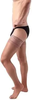 [Generic] Mens French Lace Thigh High Stockings Lingerie Legs Long Tube Transparent Fishnet Socks for Men, Black, One Size