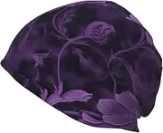 [QMNKLET] Beanie Hats for Men Women Purple Knit Skull Cap Warm Cozy Beanie Sleep Hats Ski Hat, Black, One Size