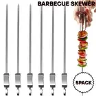 5PACK BBQ Stainless Steel Skewers Flat Needle Tools Barbecue Kebab Eating Sticks