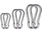 6PCS Spring Snap Hooks Carabiner- Premium Stainless Steel Heavy Duty Carabiner Clips Assorted Sizes (2, 2.36, 3.15 inch)