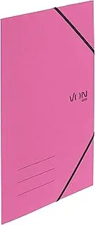 VON Leitz 30080022 Pack of 5 A4 Folder Recycled Cardboard for 150 Sheets 3 Flaps Folder with Elastic Band with Modern Von Print Lightweight Folder for School and Home Fuchsia