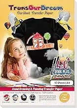 TransOurDream Draw Iron on Heat Transfer Paper for T Shirts (10 Sheets A4, Dark 4.0 Plus) Drawable HTV Heat Transfer Vinyl for Inkjet Printer DIY Iron On Transfers for T Shirts (TRANS-D4-20)