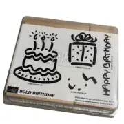Stampin’ Up 1995 Retired Bold Birthday Rubber Stamp Cake Present Card Making NWT
