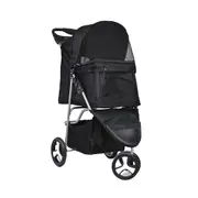 3 Wheel Travel Pet Stroller Carrier - Black