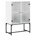 Glass Door Wooden Side Cabinet Kitchen Buffet Storage Rack Display Shelf White