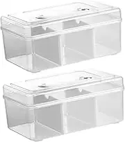IWOWHERO 2Pcs Transparent Handheld Medicine Chest Storage Box for Aid Compartment Design Durable Portable Medicine Container for Family Sports Outdoor Use
