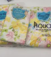 New Double fitted sheet & 2 standard pillowcase Pequot vintage no iron muslin