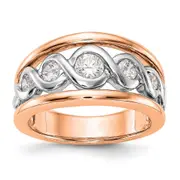 14K White & Rose Gold Real Diamond Band