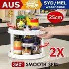 2x 2-Tier Lazy Susan Turntable Spice Rack Organizer Kitchen Cabinet Storage Tray