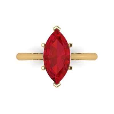 2.5Ct Marquise Cut Ruby Solid 14K/18K Gold Solitaire Engagement Promise Ring