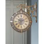 時鐘鐘錶裝潢掛鐘歐式復古客廳靜音雙面鐘個性美式奢華兩面掛鐘工藝術創意時鐘掛表