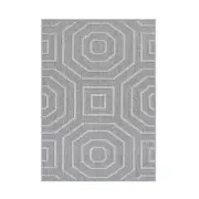 Efate Flower Grey Geometric Flatweave Rug