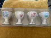 Beautiful Set Of Egg Cups*4 Designs*New In Pkg*Easter/Spring*Gift*Decor