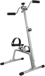 Pedal Exerciser, Adjustable Fit Sit Arm Leg Exercise Peddler Machine Indoor Fitness Bicycle Physical Therapy Machine for Seniors and Elderly,Silver