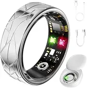 Smart Ring Fitness Tracker Sleep Tracking Heart Rate Monitor Pedometer, Waterproof Activity Tracker Fitness Ring Steps Counter, Gesture Controls for Short Video, 8 Days Battery Life, Silver, #10