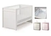 在飛比找Yahoo奇摩購物中心優惠-BeBe Deluxe 嬰兒大床-純淨白+泡棉墊+歐式寢具組