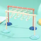 Dollhouse Clothes Drying Laundry Rack 1/6 1/8 1/12 Dolls Dress Hangers Organi E2
