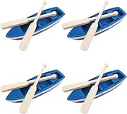 ULDIGI DIY Miniature Ornament Kits 4 Sets of Mini Wooden Boats Sculls for Micro Landscape Decorations