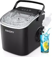 EUHOMY Countertop Ice Maker Machine with Handle, 26.4Lbs per Day, 9 Ice Cubes Re