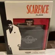 Scarface Leather Wrapped The World Is Yours Hip Flask 6 Ounces