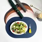 Multipurpose Oval Faux Leather Placemat Durable Dining Table Mat Table