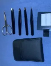 Tweezers Set 4 Pcs With Mirror & Scissors-Precision Eyebrows Plucking