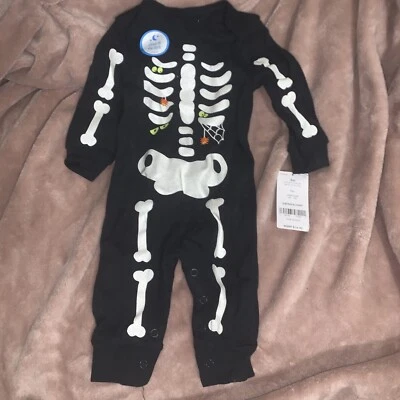 Baby Halloween Costume Glow-In-The-Dark Skeleton Jumpsuit One-piece 3 Months